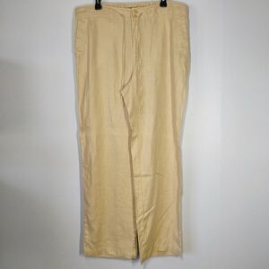 Lauren Ralph Lauren Pure Linen Wide‎ Leg Pants Beige Lagenlook Beachy Size 14W